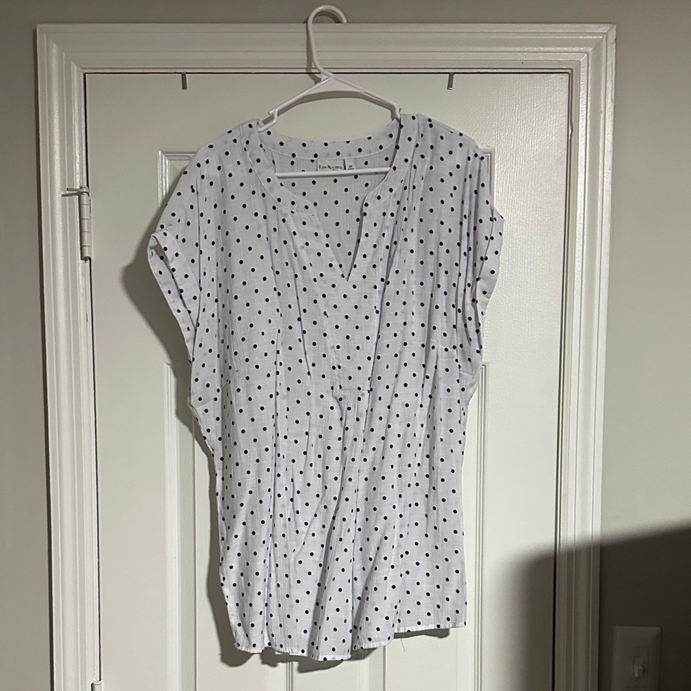 Kim Rogers White and Black Polka Dot Blouse